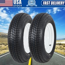 2 Pack Trailer Tires with Rim ST205/75D15 6-Ply White Spoke Rim 5 Lug on 4.5