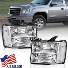 Headlights For 2007 2008 2009-2013 GMC Sierra 1500 2500HD 3500HD Chrome Headlamp picture
