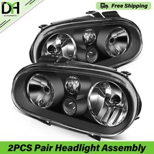 PAIR/2PCS Halogen Headlamp Headlight Assembly For Volkswagen Golf MK4 1999-2006 picture