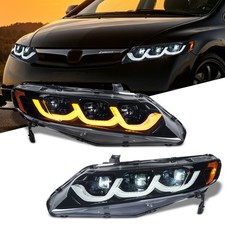 Pair Animation LED Headlights For 2006-2011 Honda Civic Sedan Headlamp Assembly picture