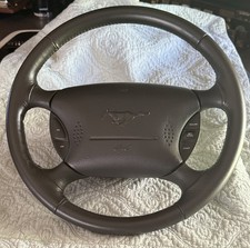 99-04 Mustang Leather Steering Wheel Black Charcoal complete. See description  picture