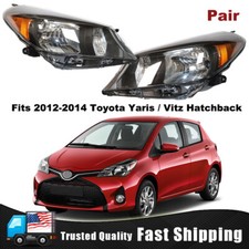 Pair For 2012 2013 2014 Toyota Yaris / Vitz Hatchback Black Headlights Headlamps picture