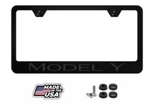 Black on Black Model Y Premium Black Metal License Plate Frame Fits Tesla picture