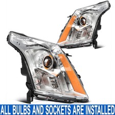 Chrome PAIR/SET Projector Headlight Assembly W/ Bulbs For Cadillac SRX 2010-2016 picture