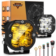 AUXBEAM 3 inch LED Pod Work Head Light Fog Driving Light White Amber Dual Color picture