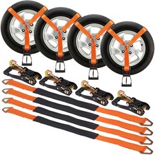 VEVOR Ratchet Tie Down Strap Towing Tire Straps Kit for Car Trailer Hauler 4 PCS picture