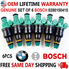 OEM BOSCH x6 Fuel Injectors For 1991-1999 BMW 323i/is/525i/525iT/M3 #0280150415 picture