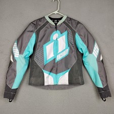 Icon Overlord Womens Textile Riding Jacket Gray Teal Size Medium Armor Moto picture