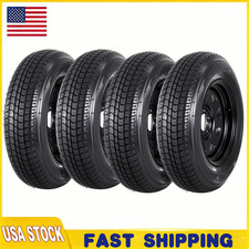 4-pc ST205/75D15 Trailer Tires and Black Wheels with 15