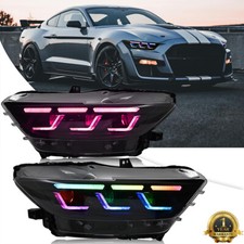 Pair RGB LED Headlights For Ford Mustang 2015 2016 2017 Head Front Lamp Assembly picture