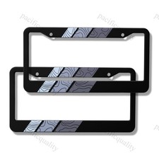 2PCS Retro Stripes TRD Cement Grey Topographic Aluminum License Plate Frame picture