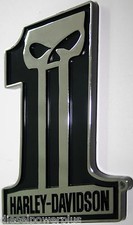harley davidson black 1 skull bike 3d emblem willie G HD chrome decal 3m sticker picture