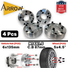 4 Wheel Spacers Adapters 6x135 To 5x4.5