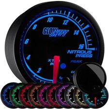 GlowShift 1600 PSI Nitrous Pressure NOS Gauge Kit w/ Sensor, Elite 10 Color 52mm picture