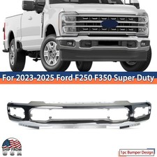 Fits Ford F250 F350 F450 Super Duty 2023-25 Chrome Front Bumper Face Bar W/ Hole picture