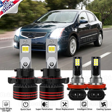 Para For 2004-2012 Nissan Sentra LED faro de luz baja alta luces de niebla Combo picture