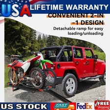 600 LBS Dirt Bike Carrier Rack Dual Motorcycle Carrier Hitch Mount w/Ramp Straps picture