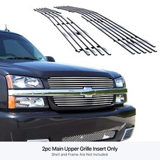 Fits 2003-2005 Chevy Silverado 1500/2500 Upper Chrome Billet Grille Grill Insert picture