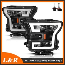 FOR 15-17 FORD F150 3D LED DRL TUBE RUNNING STRIP HEADLIGHT/LAMPS BLACK/AMBER picture