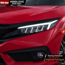 Pair Full LED Headlights Faros For 2016-21 Honda Civic 10th Gen Sequential Lamps picture
