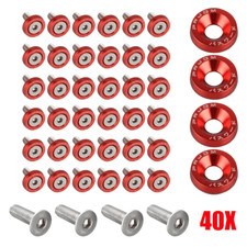 40PC JDM Billet Aluminum Fender Bumper Washer Bolts Engine Bay Dress Up Kit Red picture
