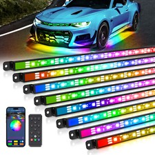 MICTUNING N8 RGB-IC LED Car Underglow Light Strip Multicolor Underbody Neon Bar picture