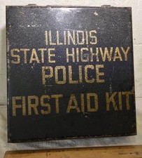 vintage 1950's ILLINOIS State HIGHWAY POLICE Chevy Ford Mopar auto FIRST AID KIT picture