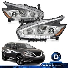For 2015-2018 Nissan Murano Halogen LED DRL Chrome Headlights Headlamps LH+RH  picture