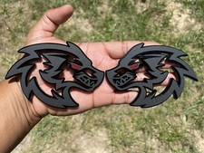 Red Eye Wolf Car Emblem Badges Matte Black Custom New picture