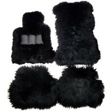 Genuine Black Long Wool Sheepskin floor mats fits Rolls Royce Cullinan 2019-2025 picture