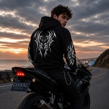 Armored Motorcycle Hoodie, Aramid Lined, CE Level 2, Reflective Tribal Pattern picture