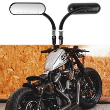 Black Motorcycle Mini Oval Rearview Mirrors For Harley Sportster 883 1200 Bobber picture