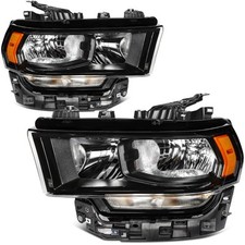 Black PAIR/2PCS Halogen Headlights Assembly W/ Bulbs For Ram 2500 Lone 2019-2024 picture