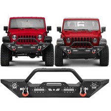 for 2007-2026 Jeep Wrangler JK JL Unlimited Front Bumper w/ LED Lights & D-Rings picture