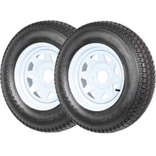 2-Pack Trailer Tire On Rim ST175/80D13 175/80 D 13 LRC 5 Lug White Spoke Wheel picture
