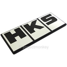 HKS 51003-AK027 Block Logo Emblem Badge Black & Silver Genuine Part JDM picture