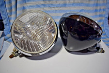 Vintage Pair of Chrome / Black Headlights 7