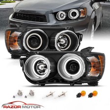 Fit 2012-2016 Chevy Sonic LED Halos Black Bezel Replacement Projector Headlight picture