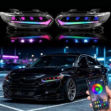 Pair For 2018-2022 Honda Accord RGB Quad-Projector Headlights Full LED Animation picture