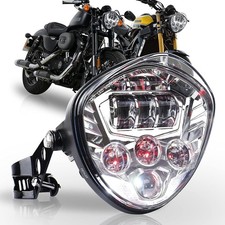 Chrome 7'' LED Projector Headlight for Universal Motorcycle Honda Yamaha Triumph picture