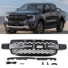 Black Front Grille Fits For Ford Ranger T9 2023 + Upper Grill With LED Light picture