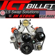 LS Camaro Low Mount Alternator, Power Steering Pump Brackets LSX LS1 LS6 Billet picture