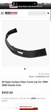 SEIBON Carbon Fiber Front Lip Spoiler SP for 99-00 Civic EK/EJ/EM picture