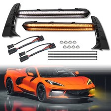 for 2020-25 Corvette C8 Couple Front Bumper Grille Bezel LED Fog Turn Light Bars picture