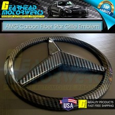 AMG Front Star Emblem Cover Sport Carbon Fiber Look Grill Badge Mercedes C E GL picture