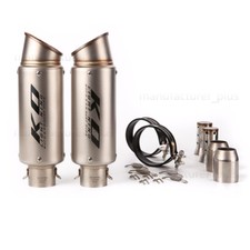 Pair 51mm Chrome Exhaust Pipe Motorcycle Muffler Escape Stainless Steel End Tips picture