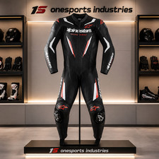 Men's 1-Piece Leather Motorcycle Racing Suit CE Armor Track Biker Gear picture