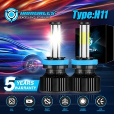 IRONWALLS 6-sides H11 LED Headlight Bulbs Kits Low Beam 6500K Super Bright White picture