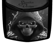 Grey Fierce Grim Reaper Hooded Skull Car Truck Vinyl Decal Hood Wrap Graphic USA picture