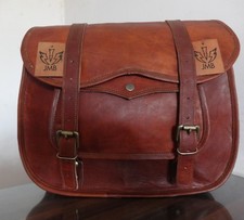 One Motorcycle Saddlebags Side Bag Pouch Brown Leather Panniers 1Bag picture